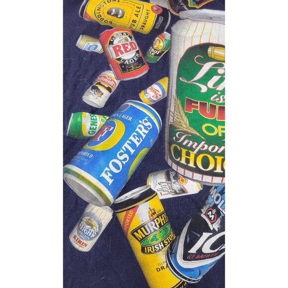 Vintage 1996 XL Gildan Beer Can Graphic T-Shirt "Important Choices" Navy Blue - Picture 8 of 12